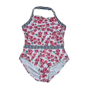 Tommy Bahama One Piece Halter Pink Floral Print Swimsuit Size 14